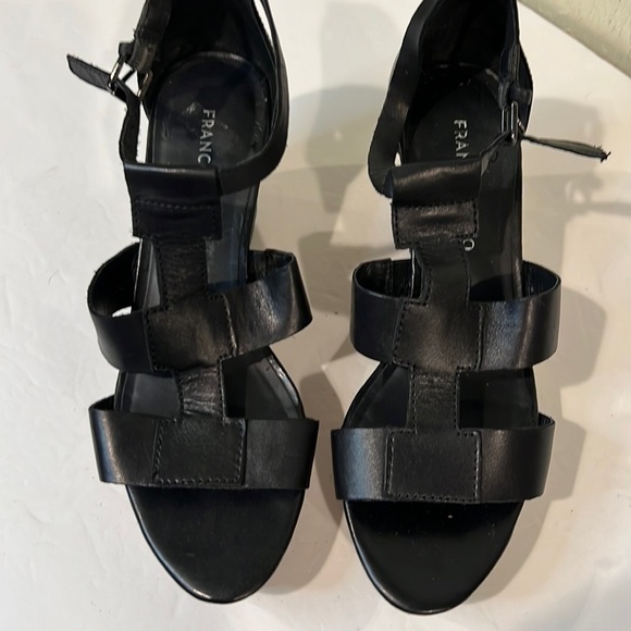 Franco Sarto Black Platform Wedge Cork Sandals Size 8 - Picture 1 of 14